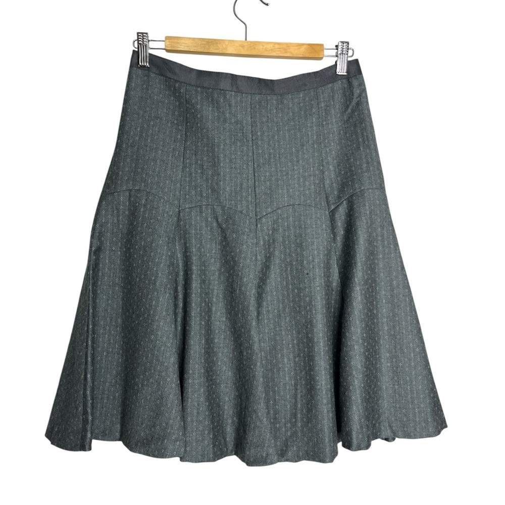 Rebecca Taylor Wool A Line Flounce Midi Skirt Grey, size 2